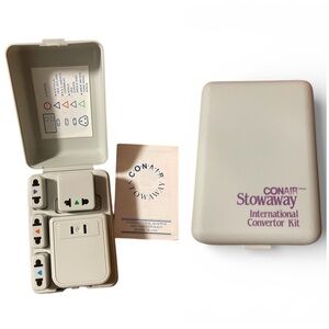 Conair Stowaway TK 100C Travel International Adaptor Converter Kit Grey Vintage